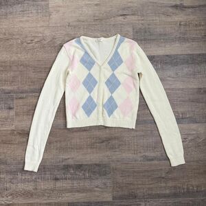 Brandy Melville Argyle Cardigan Sweater OS